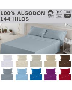 Juego de Sabanas color Acero y ribete Plata