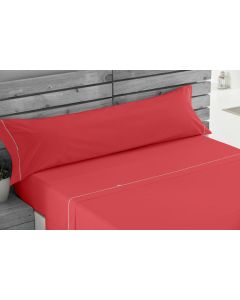 Juego de Sabanas Estela 50/50% en color Rojo y con ribete color Piedra