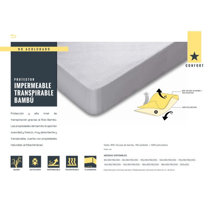 Protector Colchon Bambú Impermeable Transpirable de Mash MASH