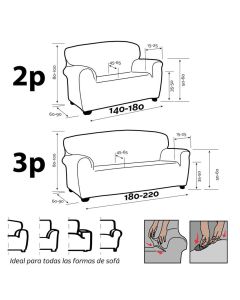 Funda de Sofá Elástica Rustica-DUO (1x2/pl y 1x3/pl)