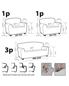 Funda de Sofá Elástica Sandra-TRIO (2x1/pl y 1x3/pl)