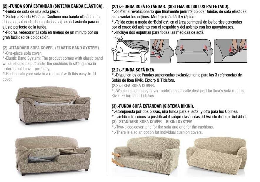 Colocacion fundas sofa sistema goma ancha-nueva-textura