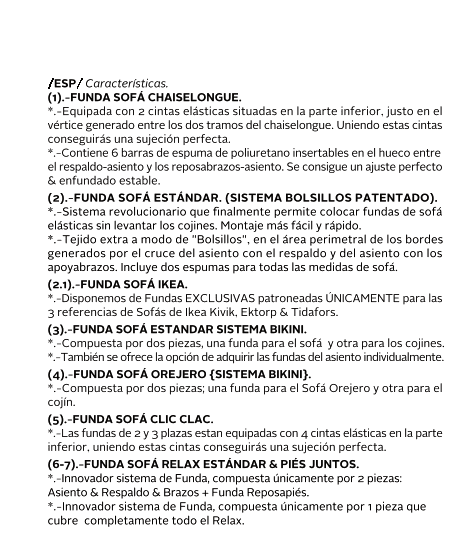 Caracteristicas Fundas Sofá sistema Bolsillos