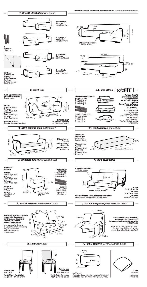 Medidas Fundas Sofá Multielásticas Nueva Textura