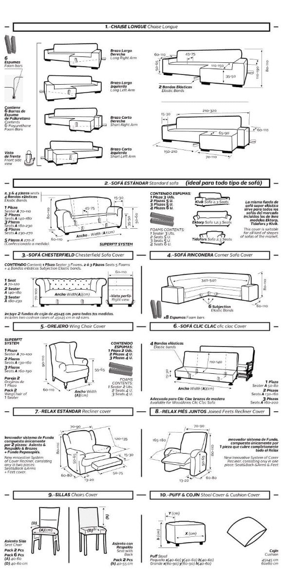 Medidas Fundas Sofá Super Elásticas Nueva Textura